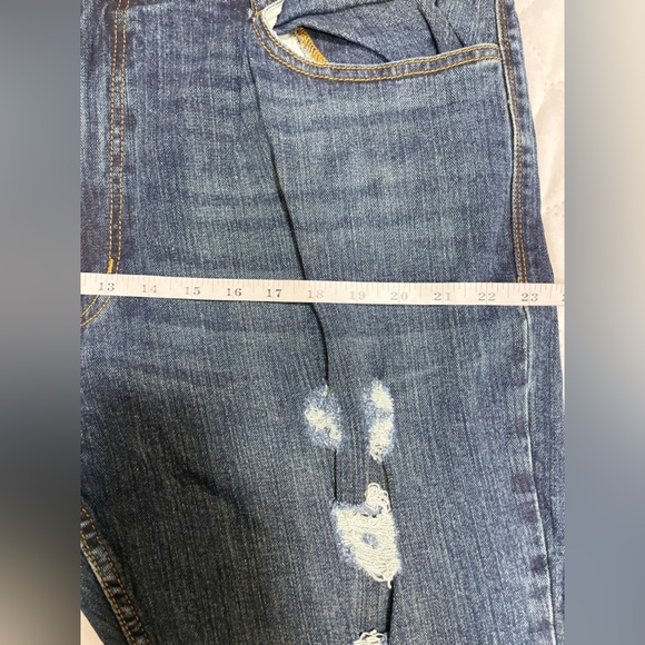 Denim Gold Mens Jeans Straight Leg Denim Blue Dark Wash Ripped Regular Fit 44x30 - Picture 10 of 14